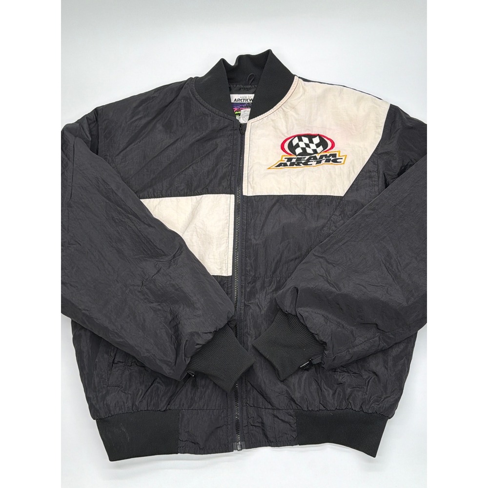 Arctic Cat Arcticwear Vintage Bomber Jacket Black White Team Arctic Racing Large
